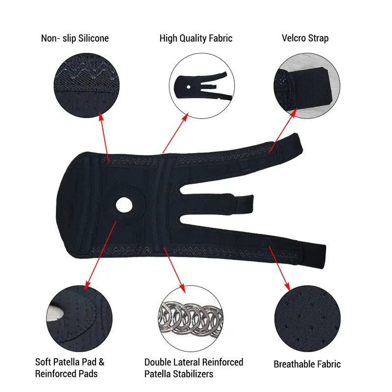 Knee Support Brace for Sports, Knee Stabilizer with Patella Support for Running, Workout & Fitness