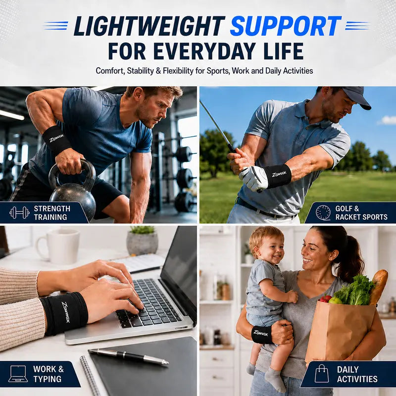 Unisex 2-Pack Neoprene Blend Dual-Strap Adjustable Breathable Sports Wristbands - Elastic Comfort, All-Season Support for Weightlifting, Carpal Tunnel | Sports Accessories, Workouts, Joint Support Wristbands