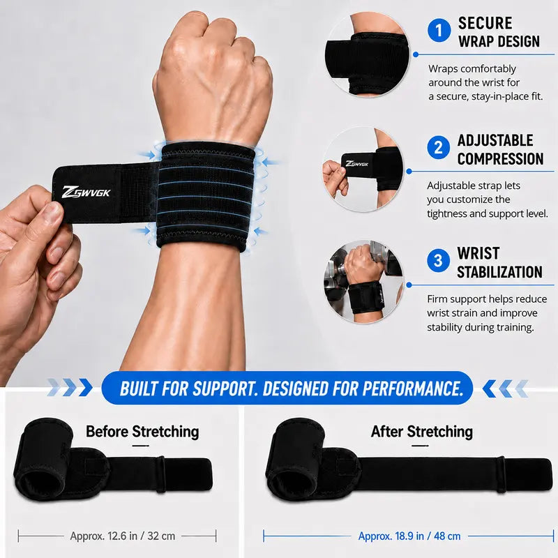 Unisex 2-Pack Neoprene Blend Dual-Strap Adjustable Breathable Sports Wristbands - Elastic Comfort, All-Season Support for Weightlifting, Carpal Tunnel | Sports Accessories, Workouts, Joint Support Wristbands